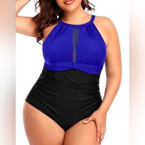 High Neck Ruched Swimsuit